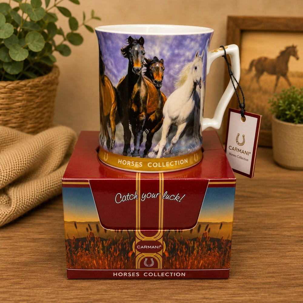 🐎☕ Carmani – Porcelánový hrnek Horses Collection v dárkové krabičce, 480 ml 🎁🤍