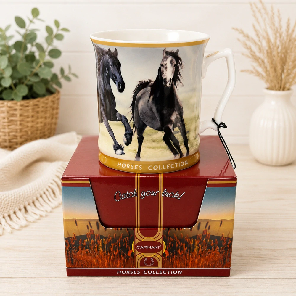 🐎☕ Carmani – Porcelánový hrnek Horses Collection v dárkové krabičce, 480 ml 🤍🎁