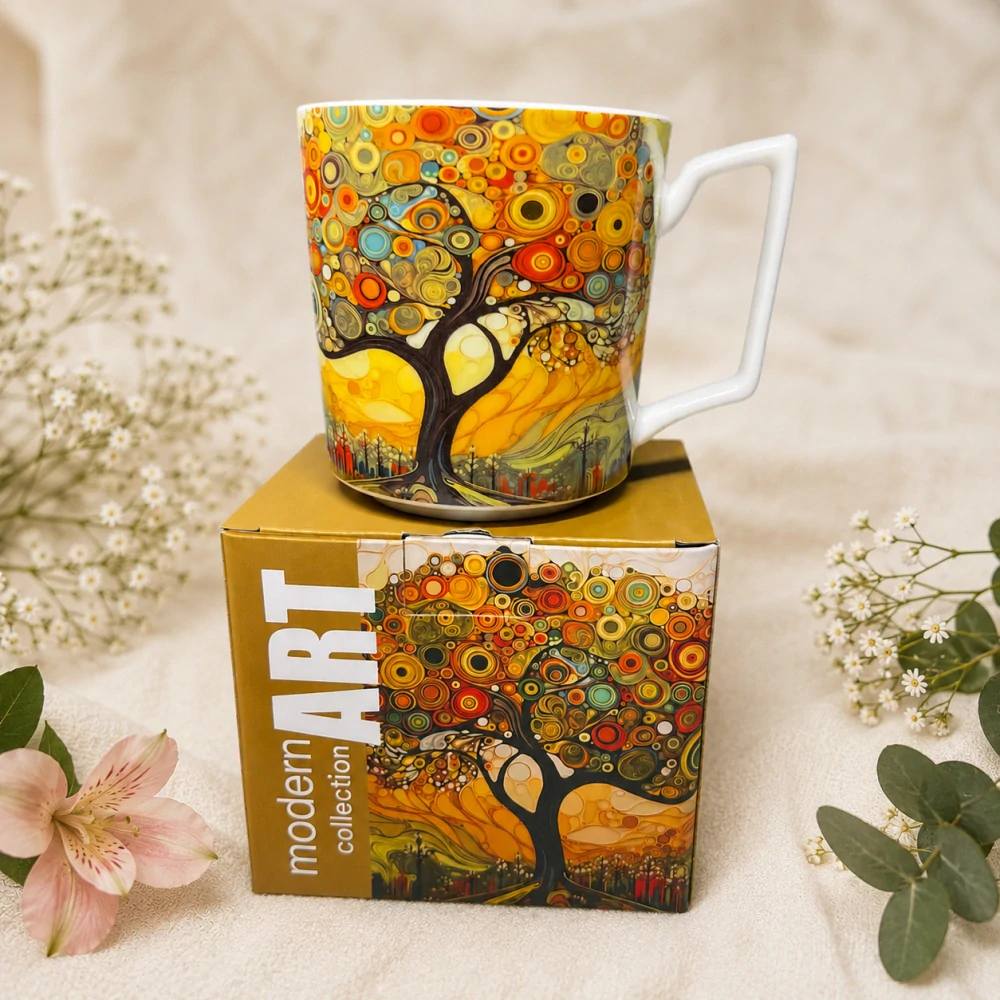 🌳☕ Dárkový porcelánový hrnek – motiv Strom života 🎁✨