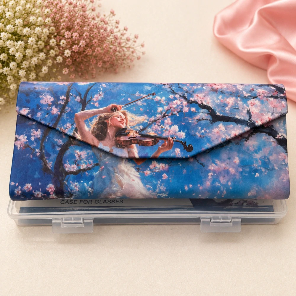 🎻🌸 Skládací pouzdro na brýle Carmani® – Houslistka a sakura 🌸🎻