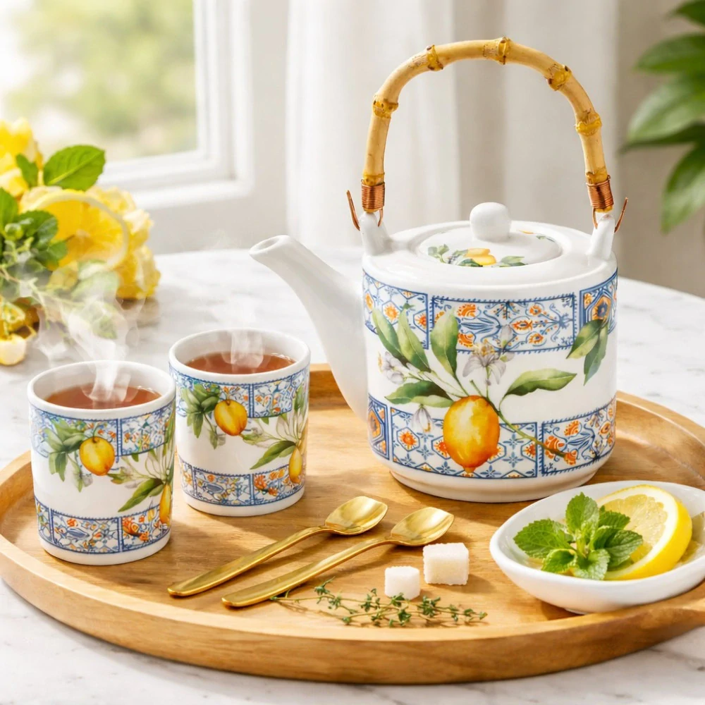 🍋 Čajová souprava pro 2 osoby – Lemon Tree Collection 🍋