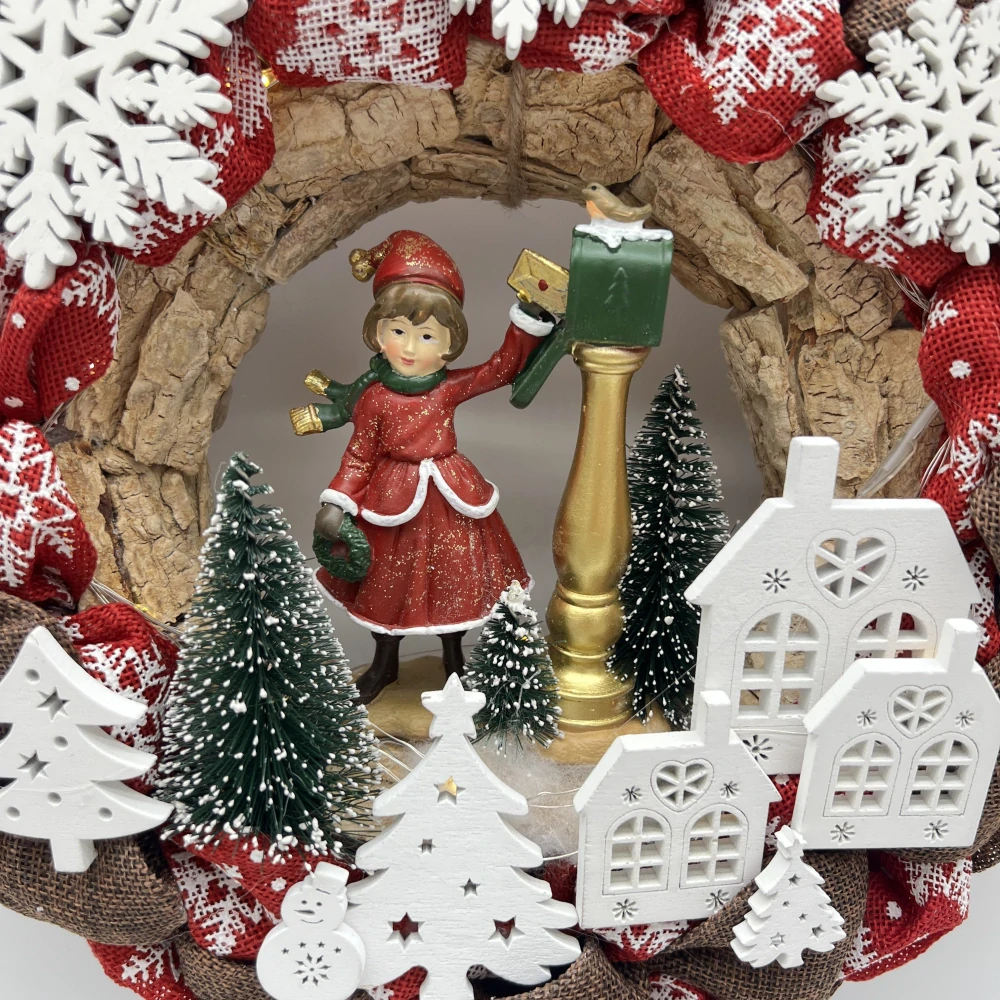 🎄 Vánoční svítící věnec – zimní městečko