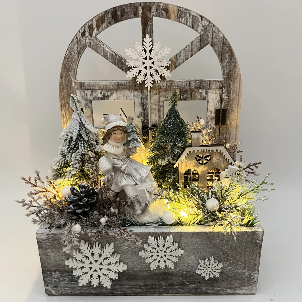 🎄 Vánoční svítící dekorace – zimní okno