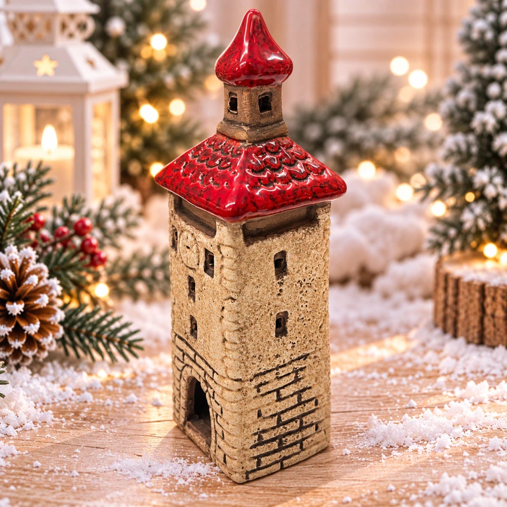 🏠✨ Keramická věž s LED osvětlením ❤️❄️