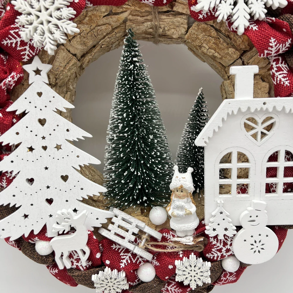 🎄❤️ Vánoční věnec s domečkem a LED osvětlením