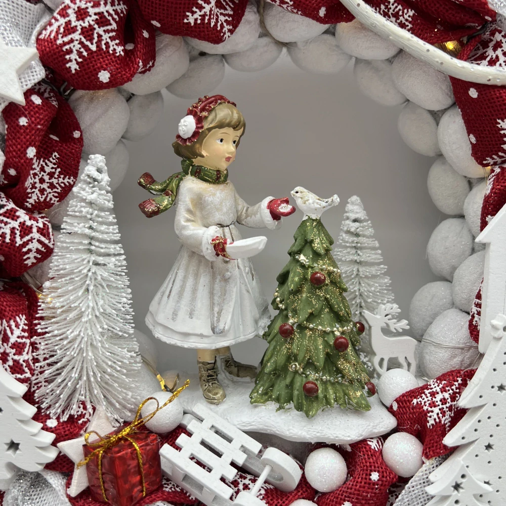 🎄❤️ Vánoční věnec s holčičkou a LED osvětlením
