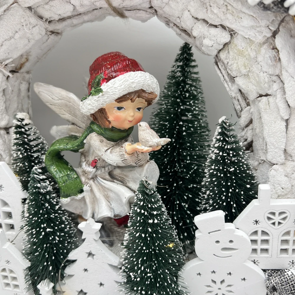 ❄️🧚 Vánoční věnec s vílou a osvětlením 🧚❄️