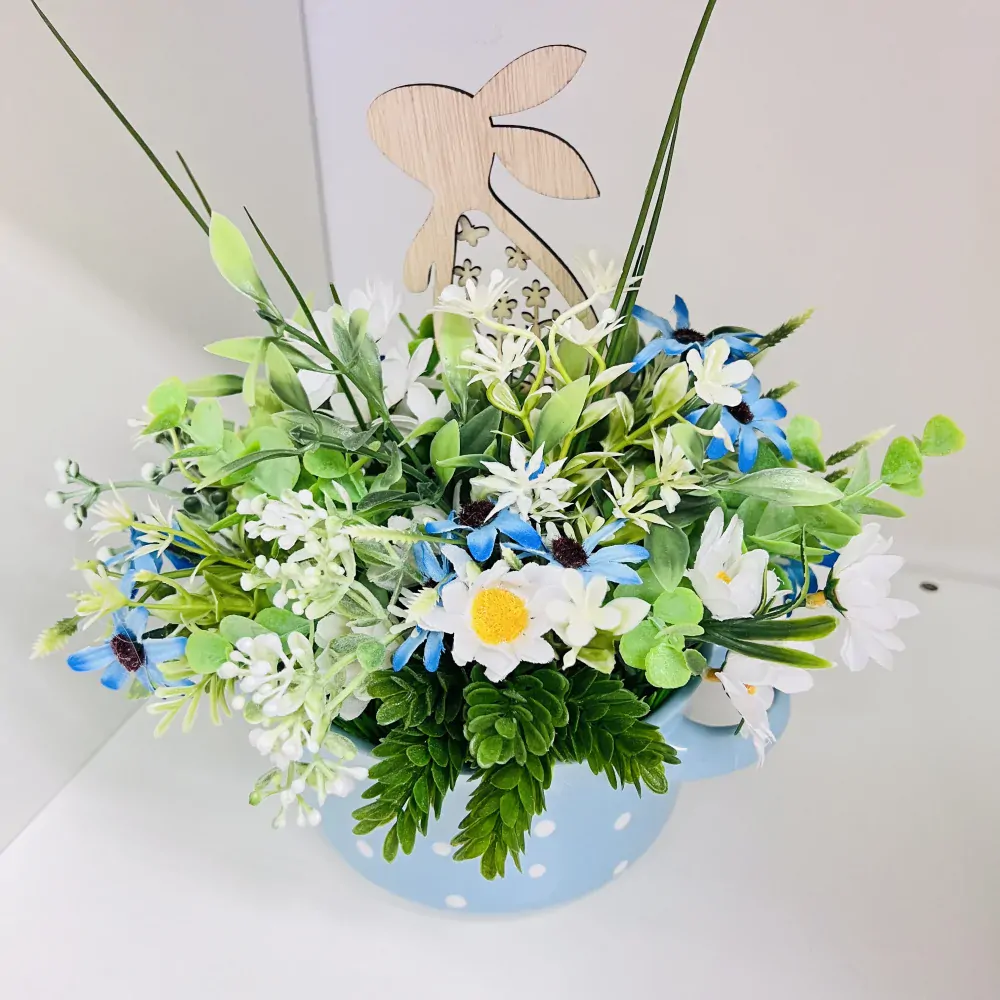 JARNÍ DEKORACE ZDOBENÝ RENDLÍČEK MODRÝ