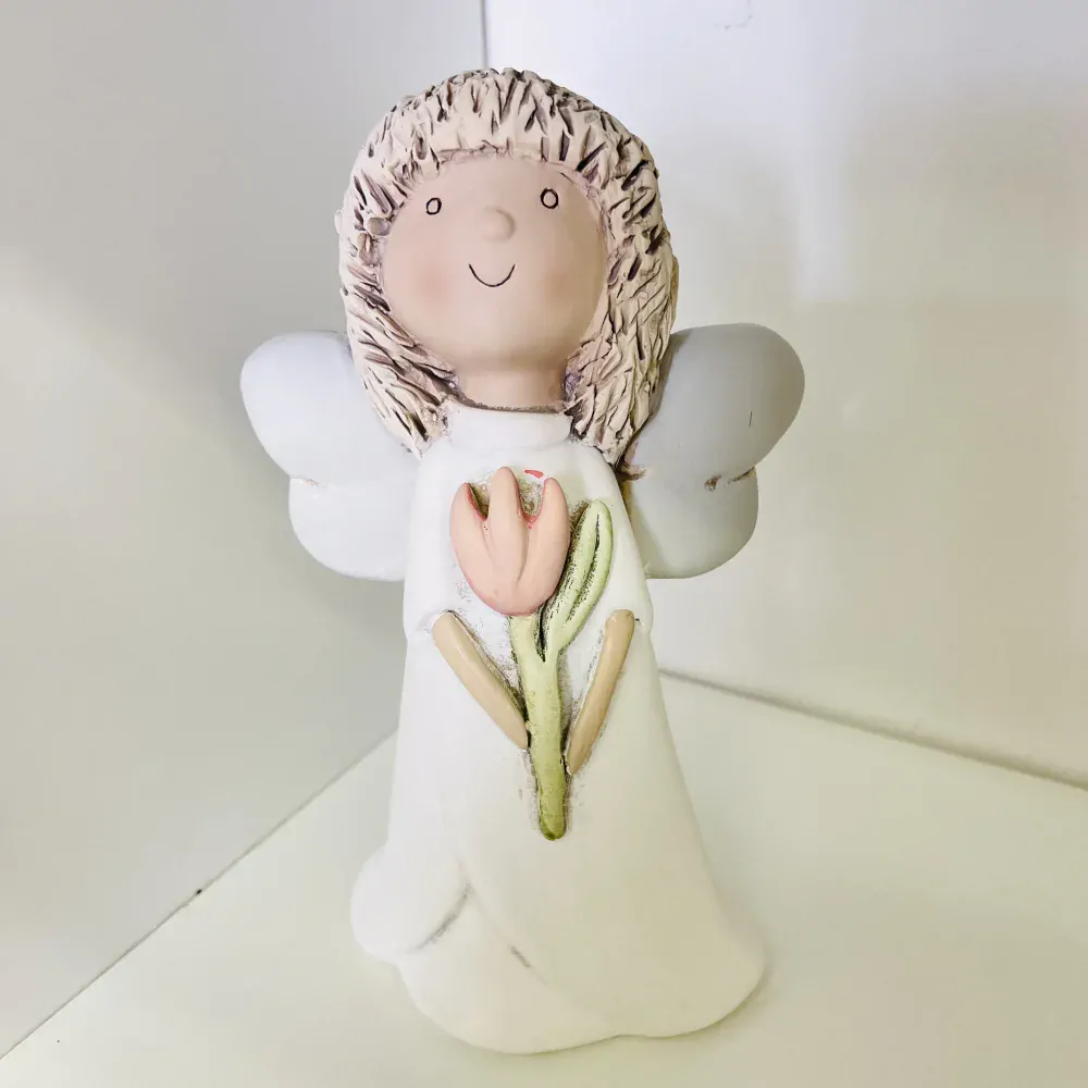 DEKORACE ANDĚL S RŮŽOVÝM TULIPÁNEM
