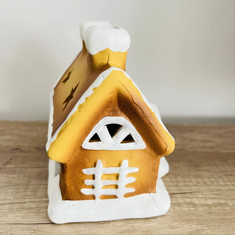 ZIMNÍ DEKORACE PERNÍKOVÝ DOMEK NA ČAJOVOU SVÍČKU