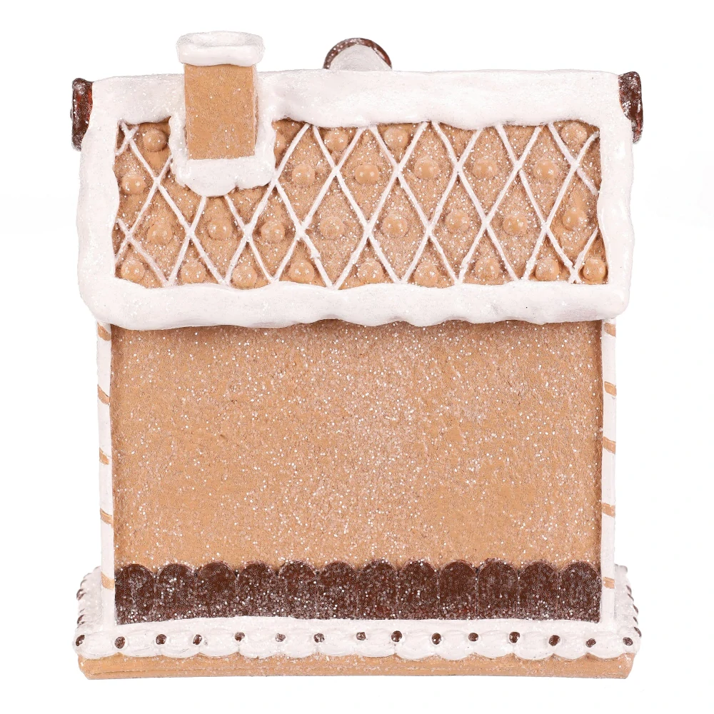 ZIMNÍ DEKORACE PERNÍKOVÝ DOMEČEK S PANÁČKEM A S LED OSVĚTLENÍM