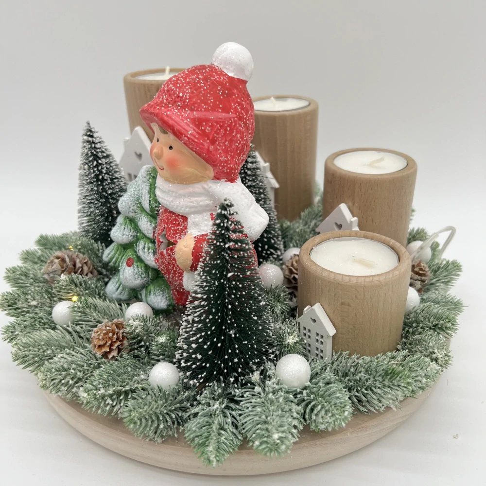 ZIMNÍ DEKORACE ADVENTNÍ SVÍCEN NA ČAJOVÉ SVÍČKY 