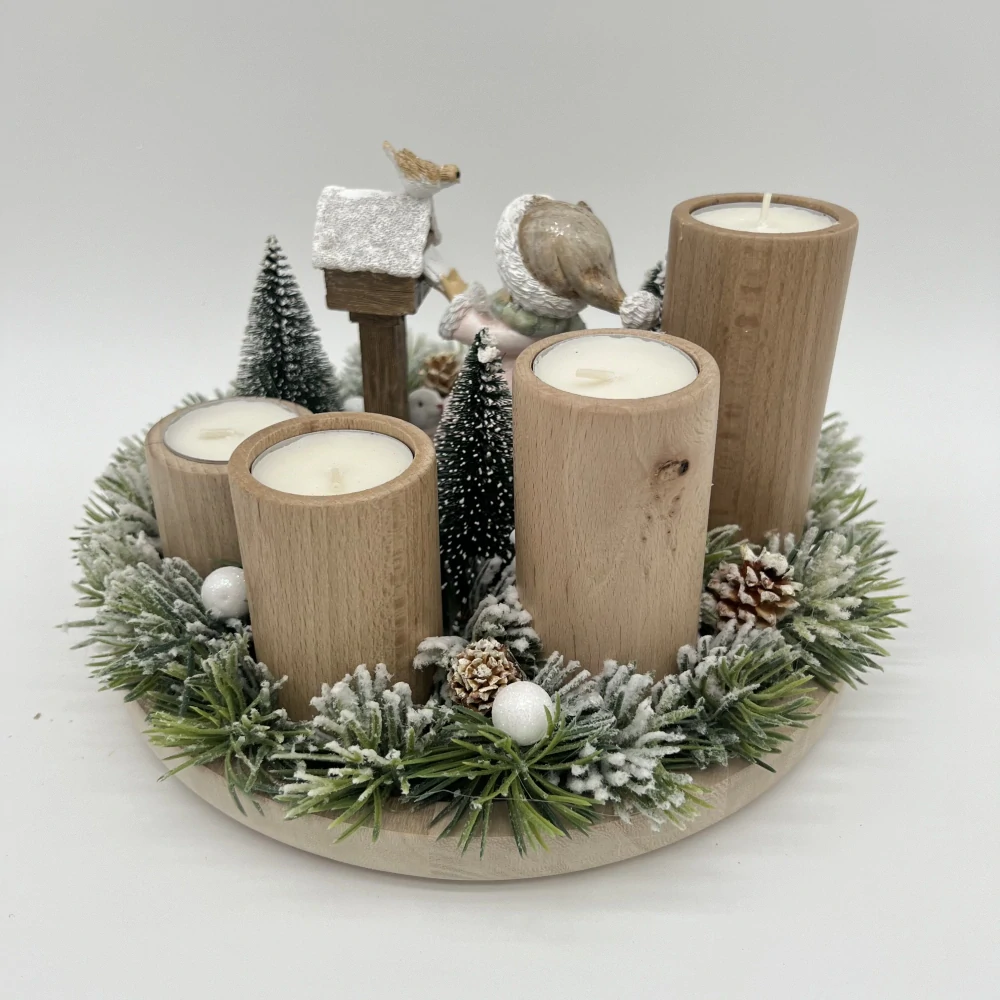 ZIMNÍ DEKORACE ADVENTNÍ SVÍCEN NA ČAJOVÉ SVÍČKY