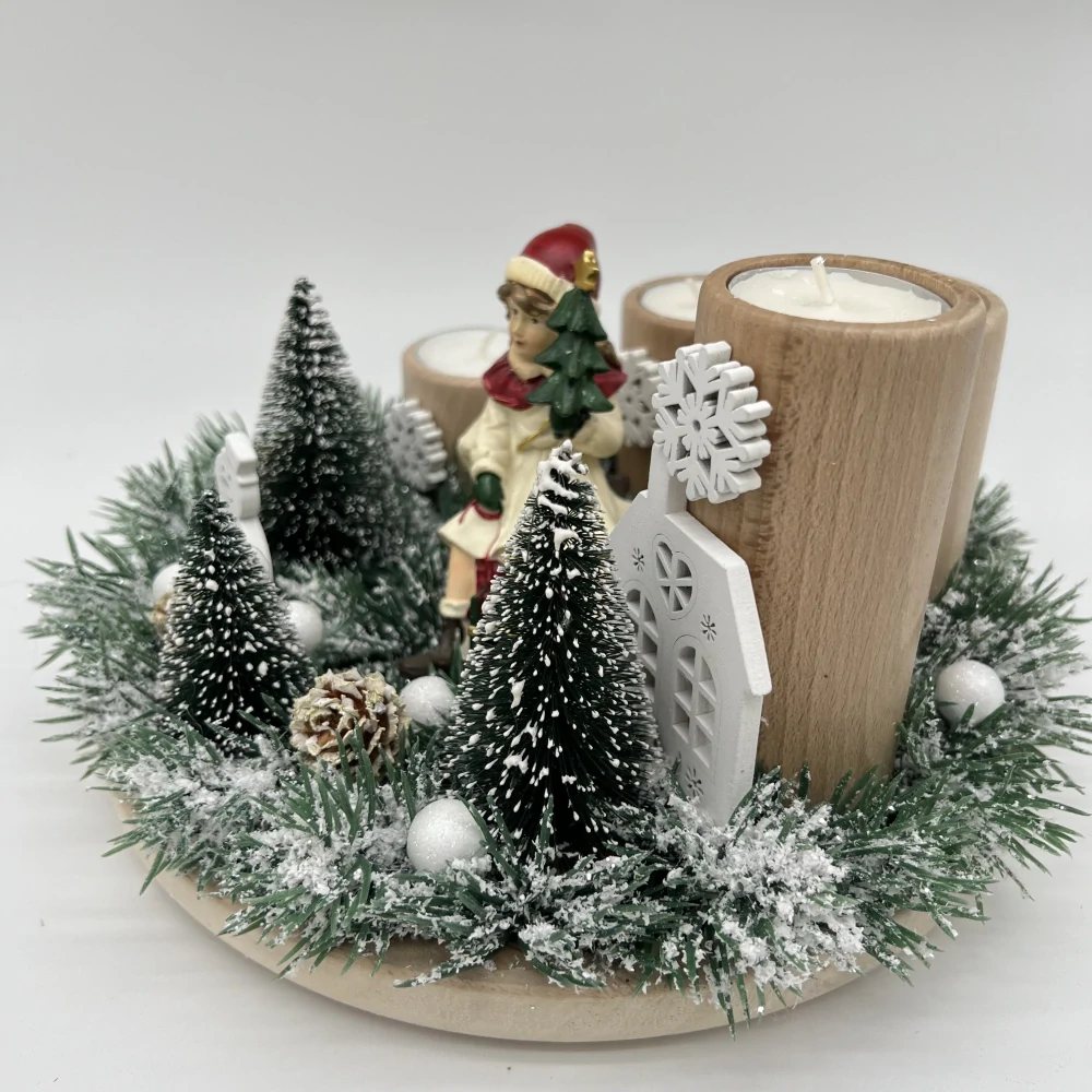 ZIMNÍ DEKORACE ADVENTNÍ SVÍCEN NA ČAJOVÉ SVÍČKY 