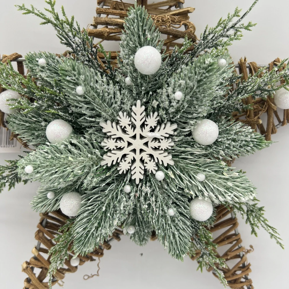 🎄 Závěsná vánoční dekorace – hvězda s vločkou ❄️