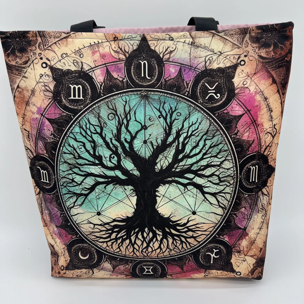 👜 Designová taška „Strom života – barevný zvěrokruh“