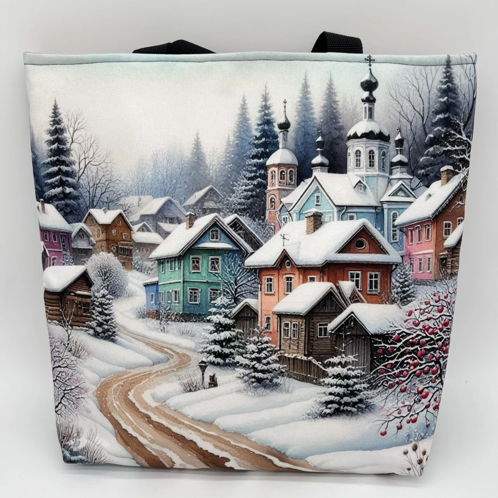 👜 Designová taška – Zimní vesnička
