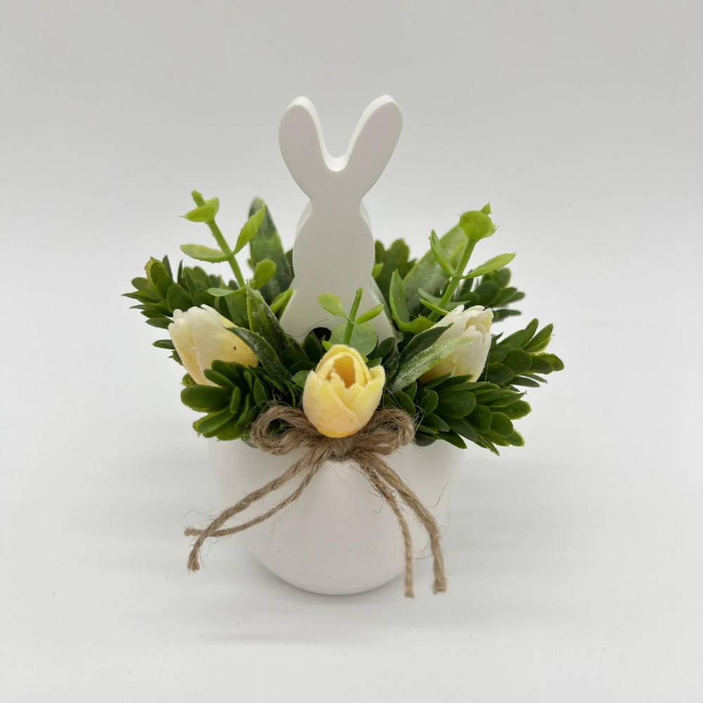 🐰🌼 Jarní dekorace se zajíčkem – žluté kvítky 🌼🐰