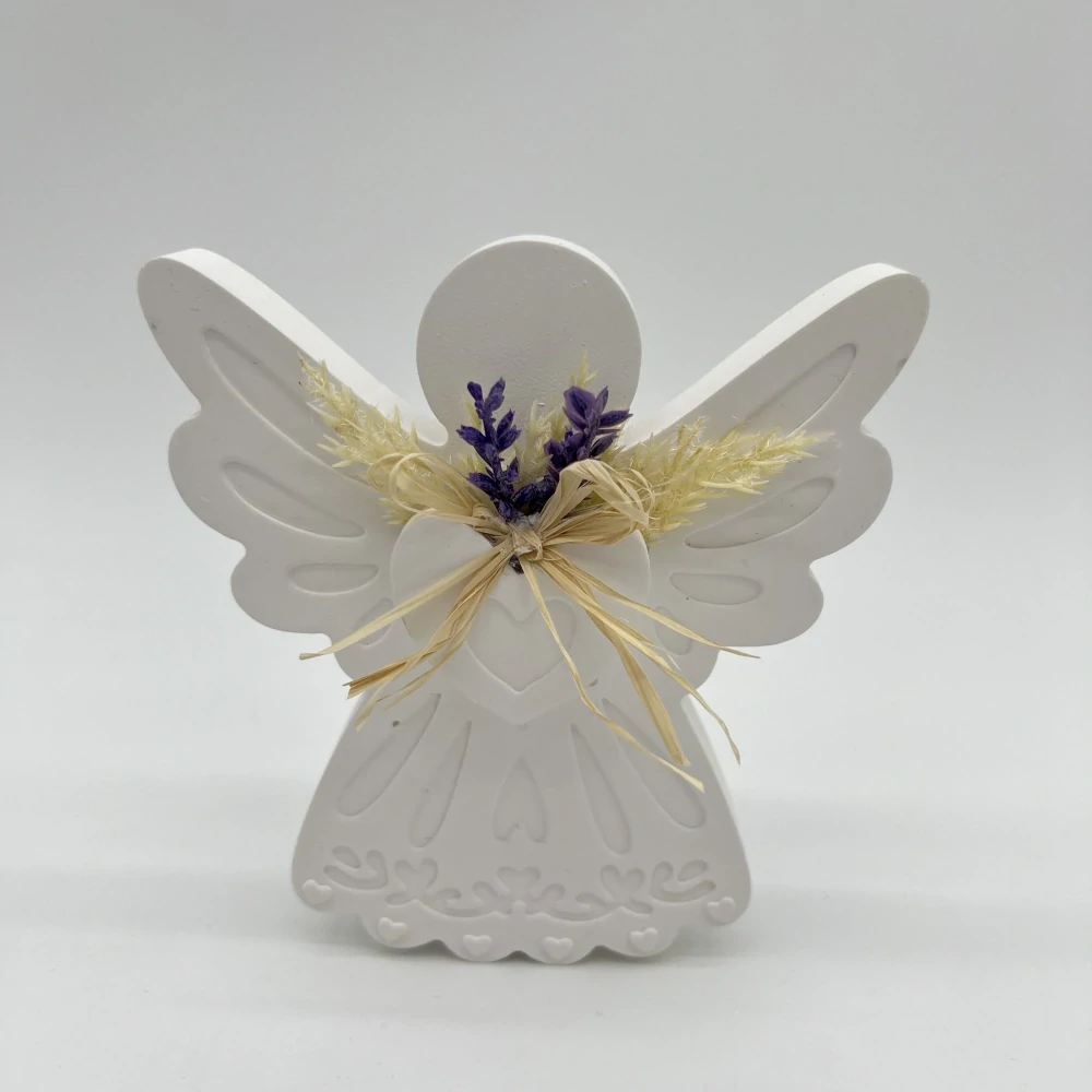 👼🤍 Andělská dekorace – levandule & obilí (12 cm) 🤍👼
