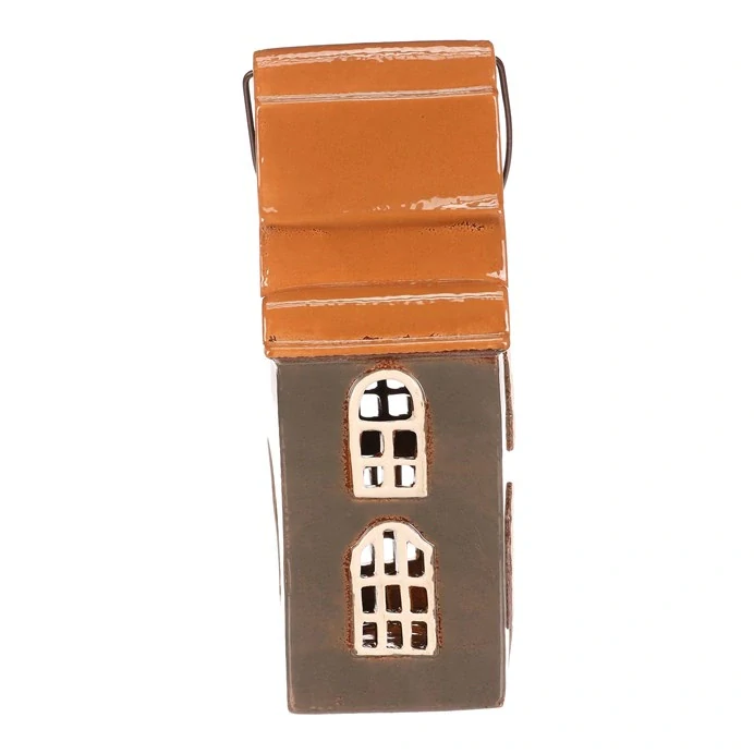 🏠 Keramický domeček – tmavě šedý s hnědou střechou