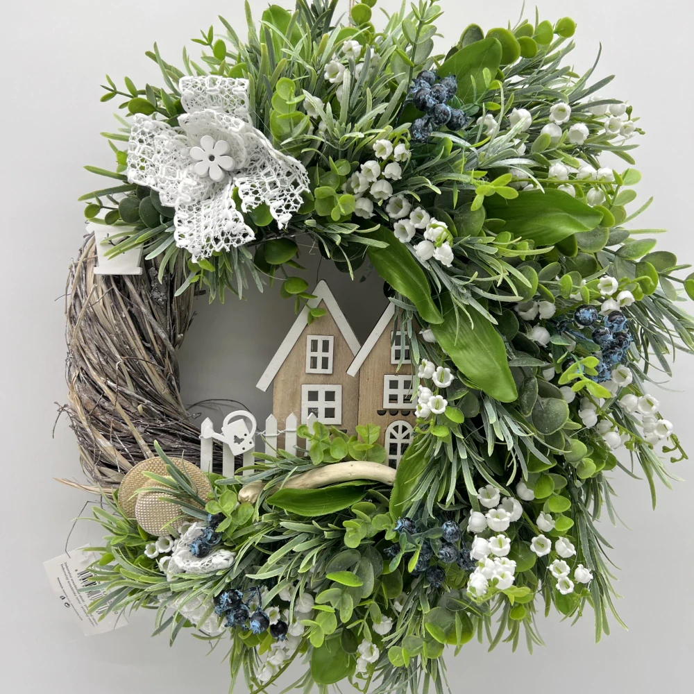 🌿🏡 Dekorační věnec s domečky 🏡🌿