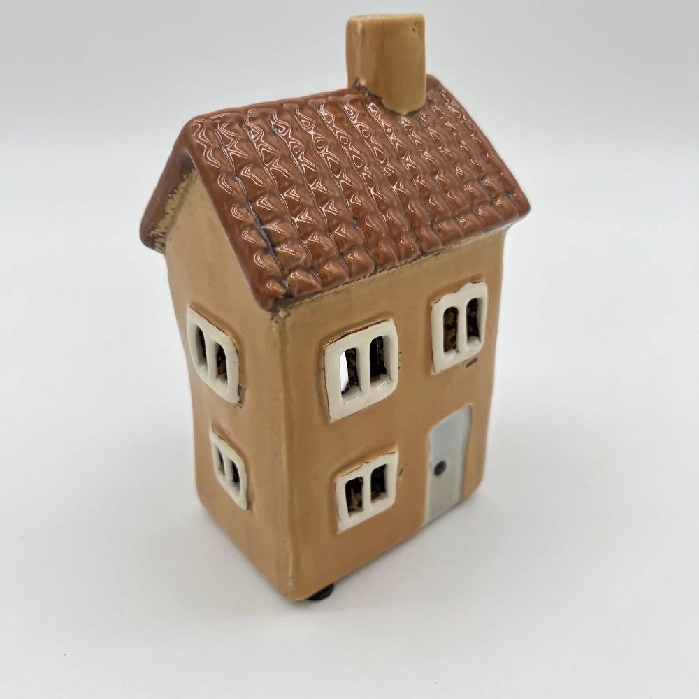 🏡 Keramický domeček na svíčku – hořčicový 🏡