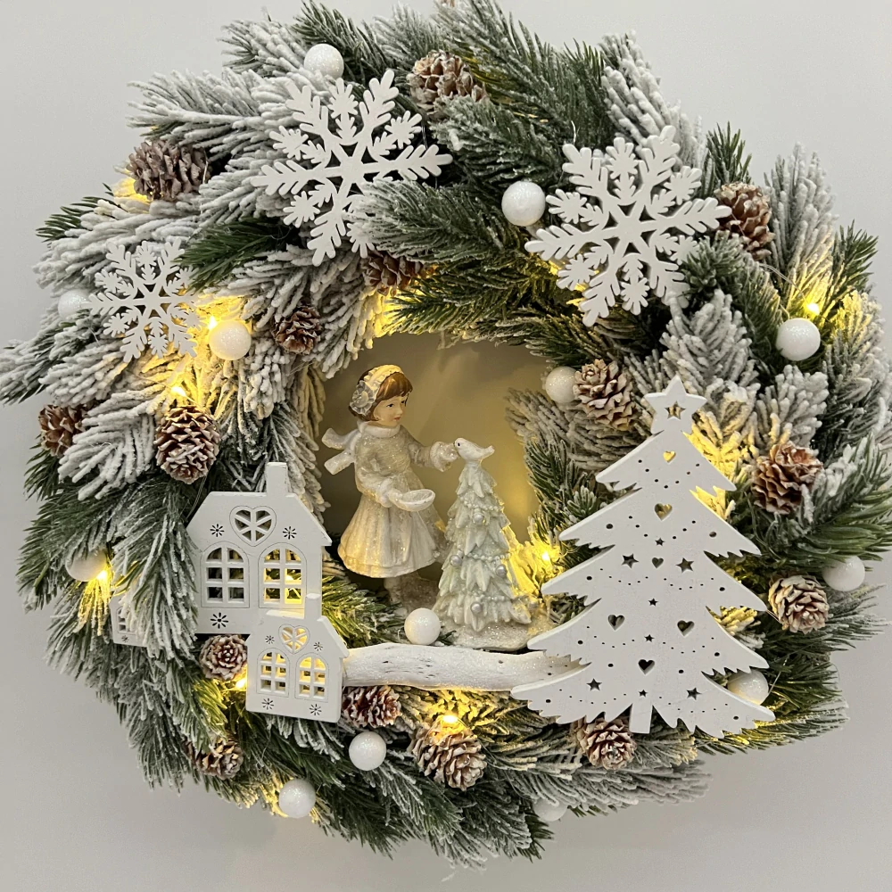 🎄✨ Zimní věnec s osvětlením a figurkou ✨🎄