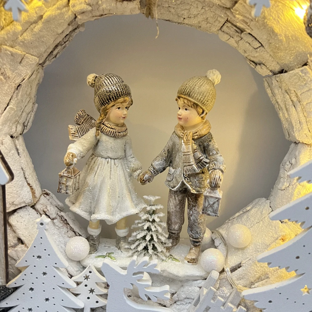 🎄 Vánoční svítící věnec – zimní městečko