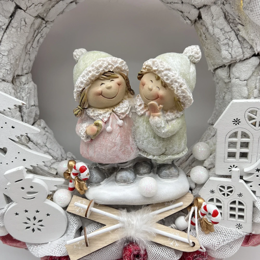 🎄 Vánoční svítící věnec – zimní děti ✨