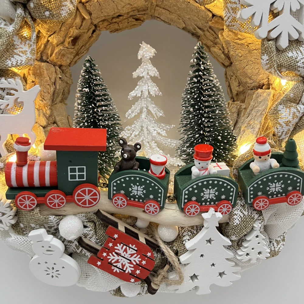🎄 Vánoční svítící věnec s vláčkem 🎄