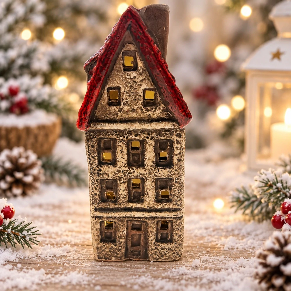 🏠✨ Keramický domeček s LED osvětlením ❤️❄️