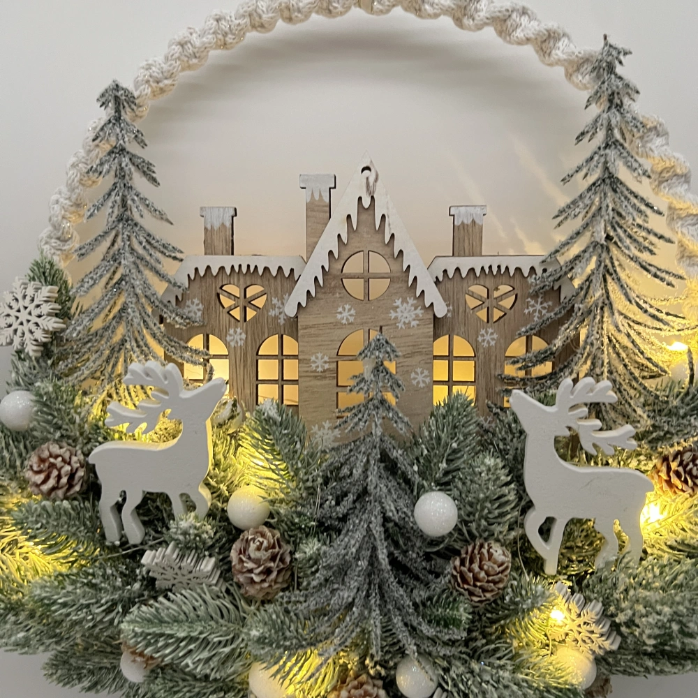 🏡🦌 Závěsná zimní dekorace s jeleny a LED osvětlením