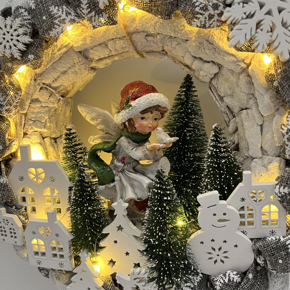❄️🧚 Vánoční věnec s vílou a osvětlením 🧚❄️