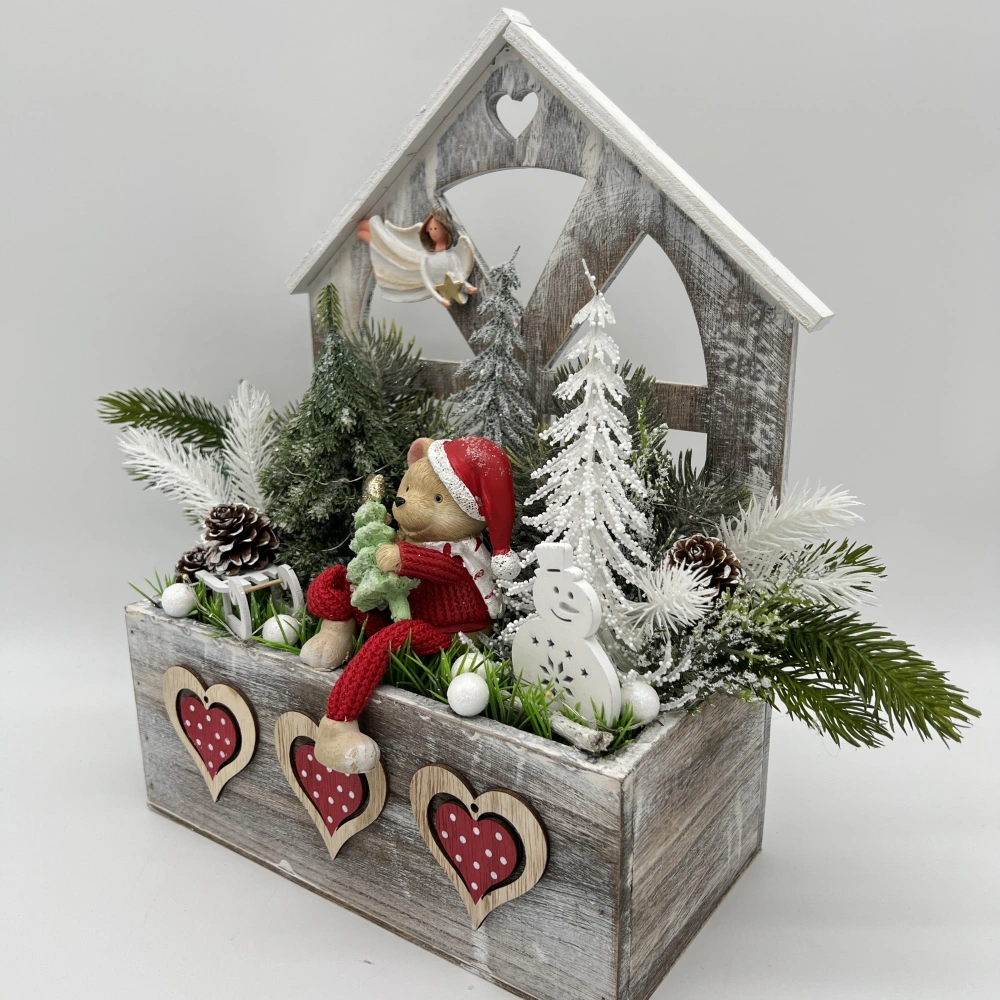 🧸🎄 Vánoční dekorace s medvídkem a LED osvětlením