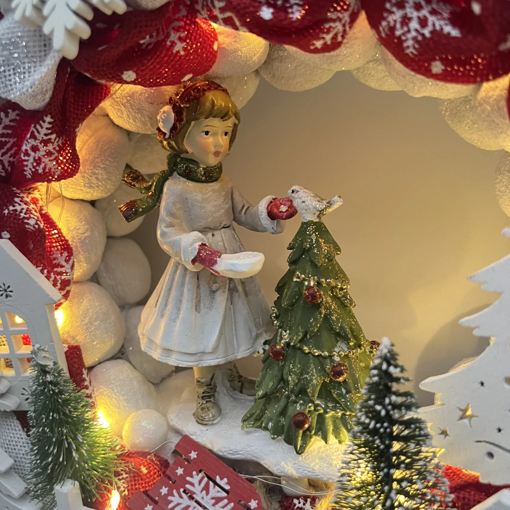 🎄❤️ Vánoční svítící věnec – zimní holčička