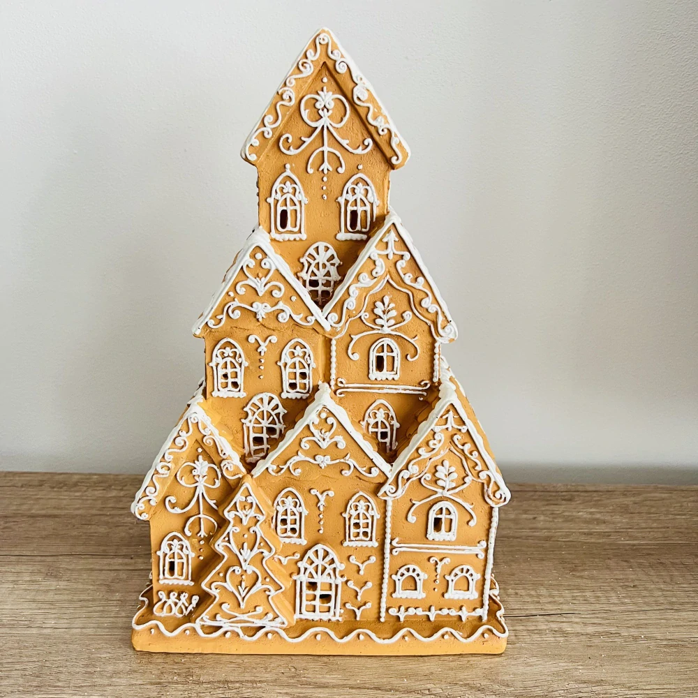 DEKORACE ZIMNÍ PERNÍČKOVÝ DOMEČEK VELKY S LED OSVĚTLENÍM