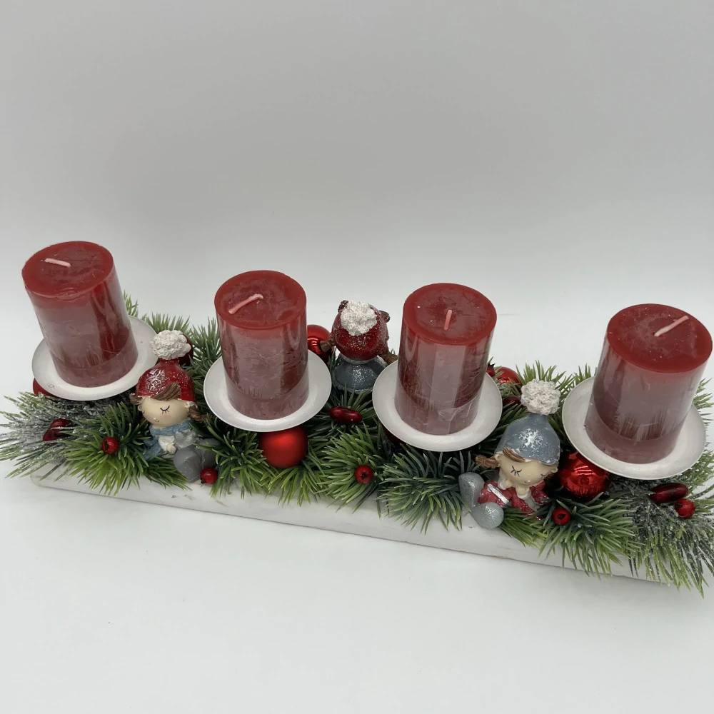 DEKORACE ZIMNÍ ADVENTNÍ SVÍCEN ROVNÝ