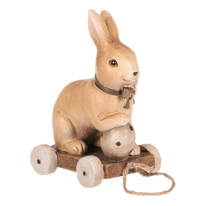 JARNÍ DEKORACE ZAJÍC NA VOZÍKU