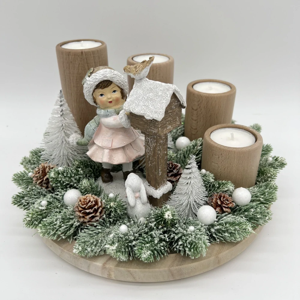 ZIMNÍ DEKORACE ADVENTNÍ SVÍCEN NA ČAJOVÉ SVÍČKY