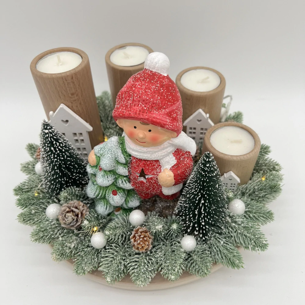 ZIMNÍ DEKORACE ADVENTNÍ SVÍCEN NA ČAJOVÉ SVÍČKY 