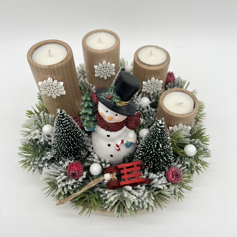 ZIMNÍ DEKORACE ADVENTNÍ SVÍCEN NA ČAJOVÉ SVÍČKY 