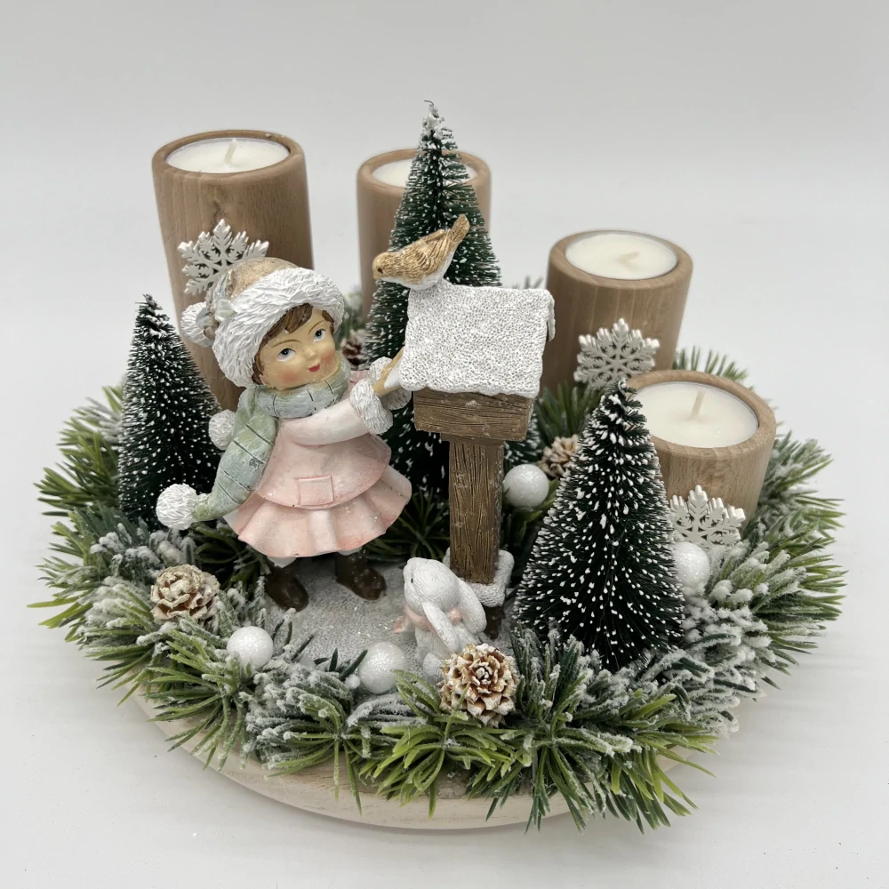 ZIMNÍ DEKORACE ADVENTNÍ SVÍCEN NA ČAJOVÉ SVÍČKY