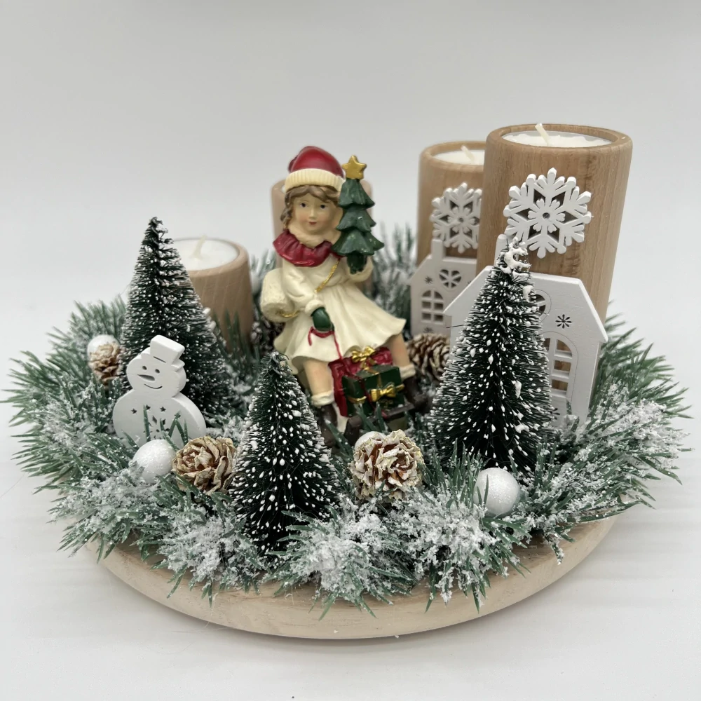ZIMNÍ DEKORACE ADVENTNÍ SVÍCEN NA ČAJOVÉ SVÍČKY 