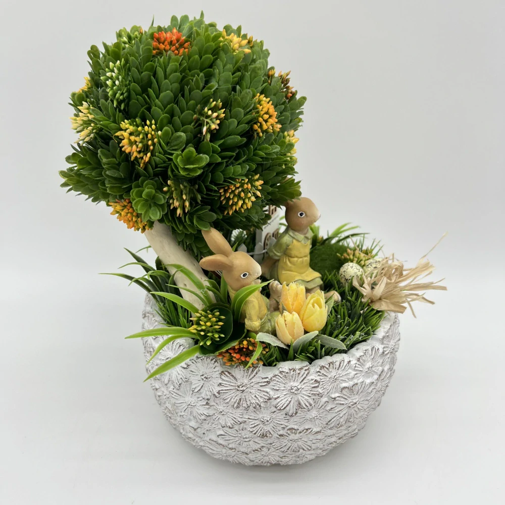 🐰🌿 Dekorační aranžmá se zajíčky a stromkem 🌿🐰