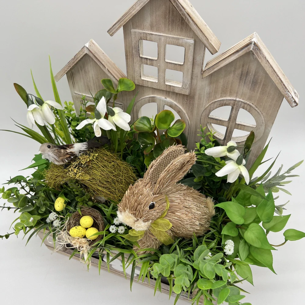 🏡🐰 Dekorační dřevěný domek se zajíčkem 🐰🏡