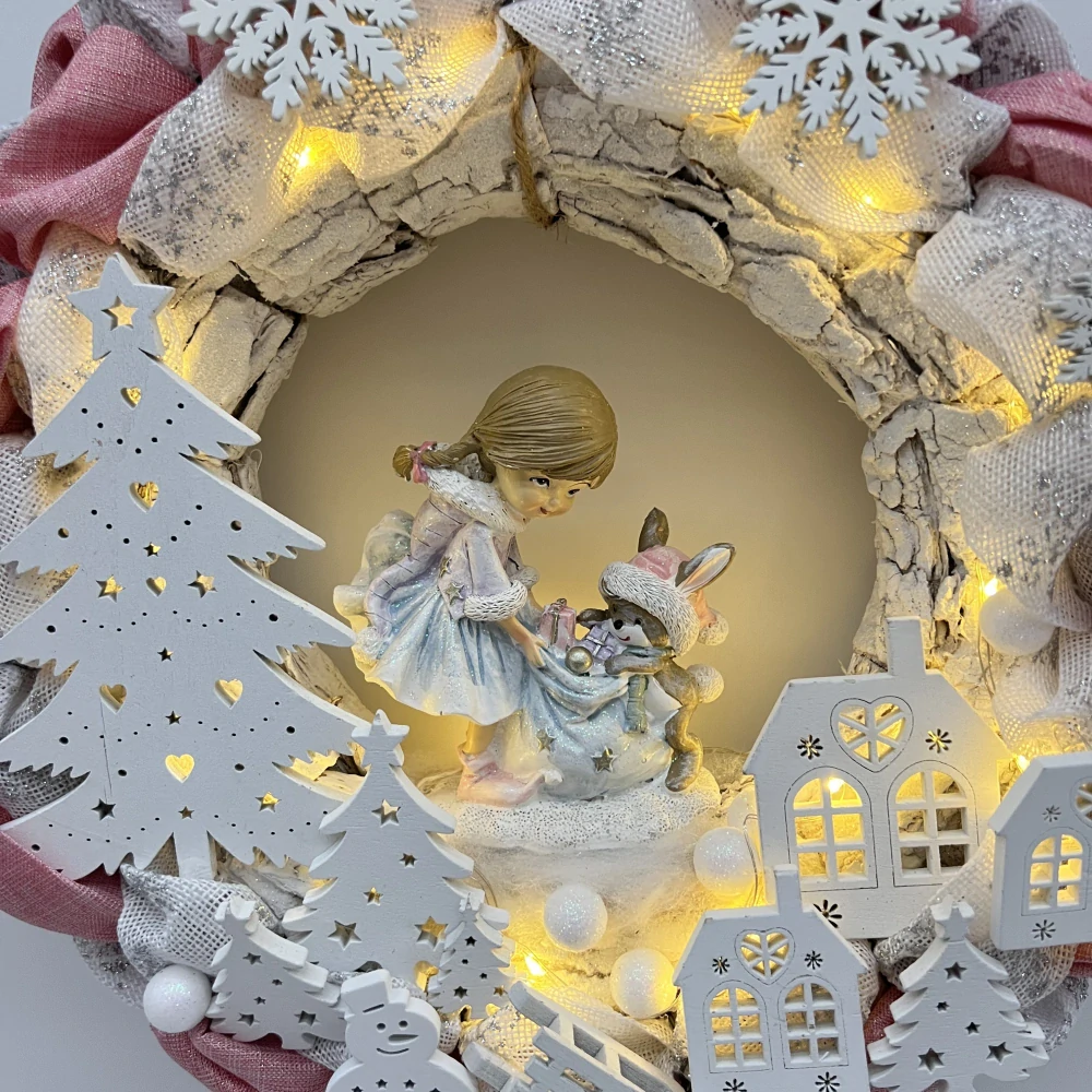 🎄✨ Zimní věnec s osvětlením a figurkou ✨🎄