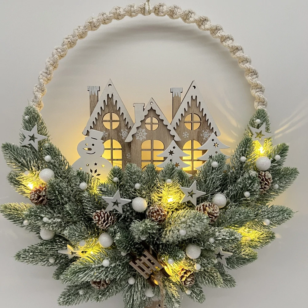 🏡⛸️ Závěsná zimní dekorace s domečky a LED osvětlením