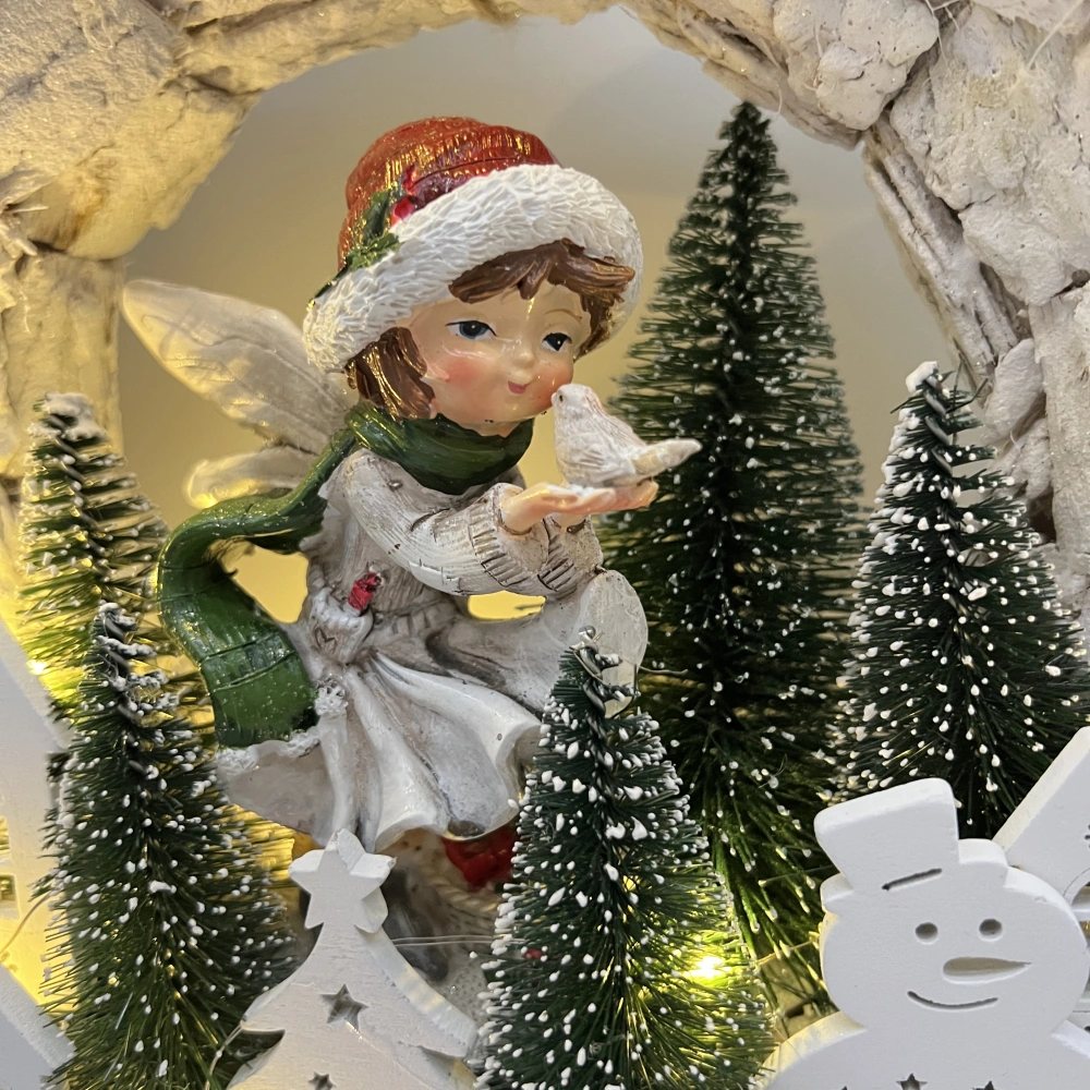 ❄️🧚 Vánoční věnec s vílou a osvětlením 🧚❄️