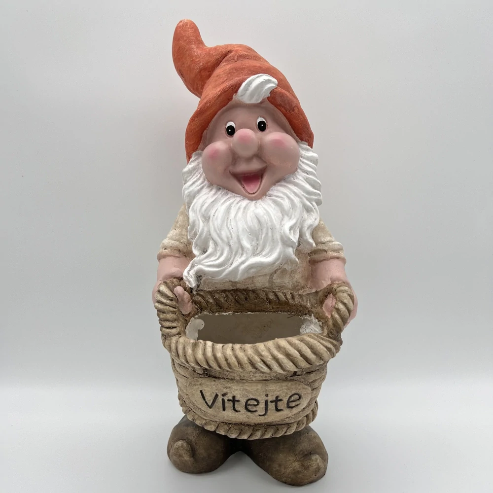 DEKORACE TRPASLIK S KOŠÍKEM NA KVĚTINU