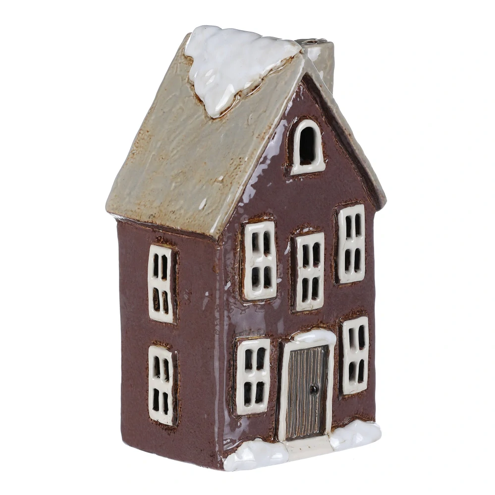 ZIMNÍ KERAMICKÝ DOMEK NA ČAJOVOU SVÍČKU 
